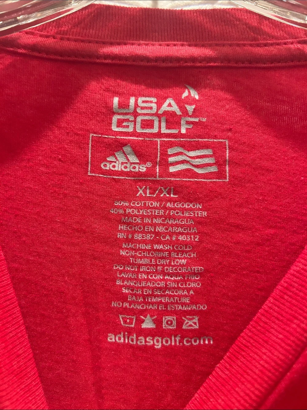 Adidas Red USA Golf Graphic Short Sleeve Tee XL